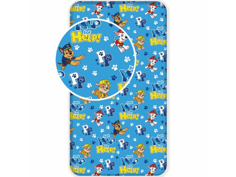 PAW Patrol HELP! - Hoeslaken - Eenpersoons - 90 x 200 cm - Blauw