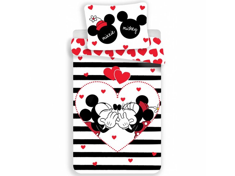 Disney Minnie Mouse Stripe - Dekbedovertrek - Eenpersoons - 140 x 200 / 70 x 90cm - Katoen