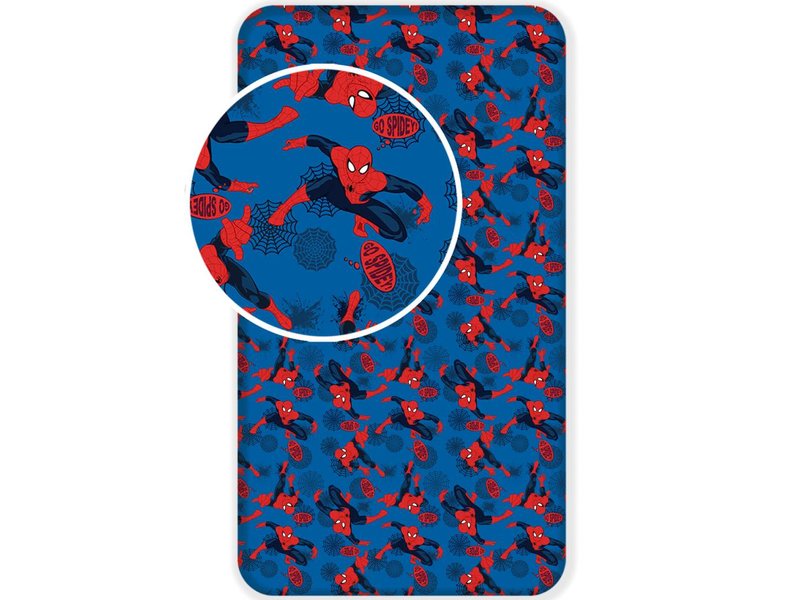 SpiderMan Go Spidey - Hoeslaken - Eenpersoons - 90 x  200 cm - Blauw