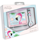 Flamingo - Set Portemonnee + digitaal kinderhorloge - Multi