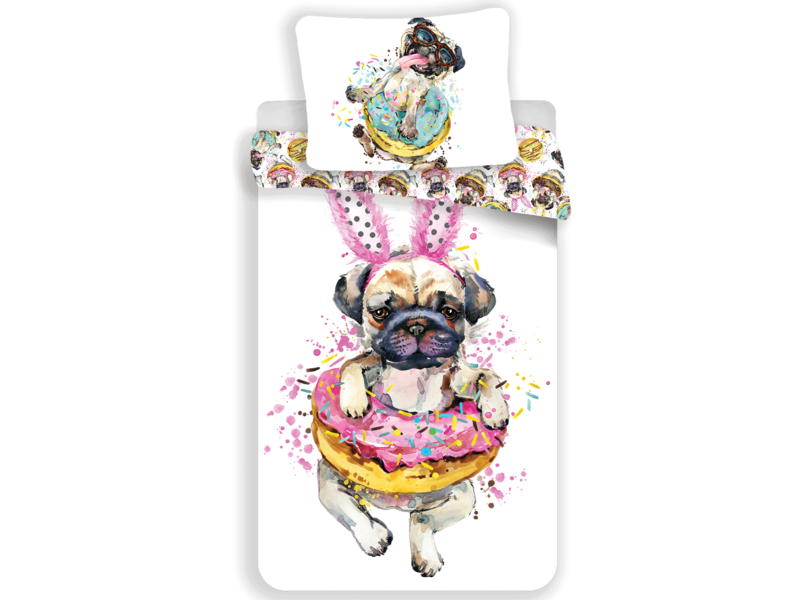 pug duvet set single