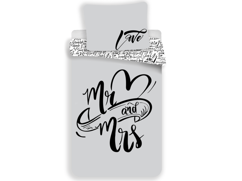 Mr & Mrs - Duvet cover - Single - 140 x 200 cm - Gray