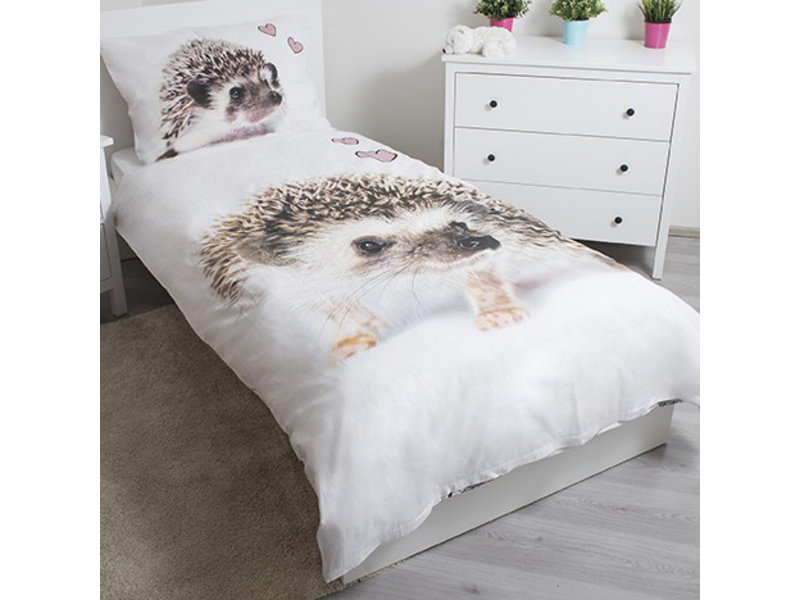 Animal Pictures Hedgehog - Duvet cover - Single - 140 x 200 cm - White