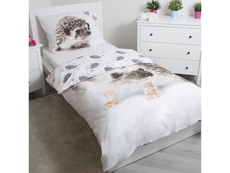 Animal Pictures Hedgehog - Duvet cover - Single - 140 x 200 cm - White