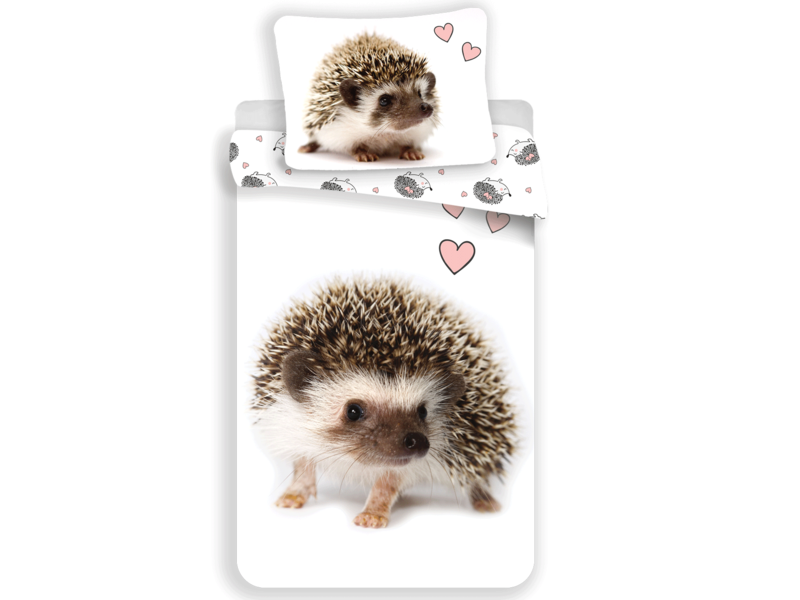 Animal Pictures Hedgehog - Duvet cover - Single - 140 x 200 cm - White