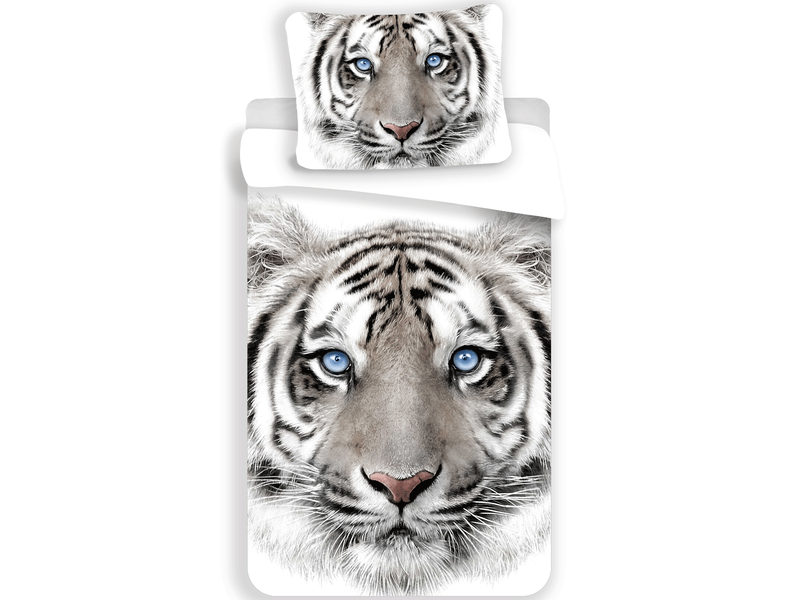 Animal Pictures White Tiger - Housse de couette - Seul - 140 x 200 cm - Blanc