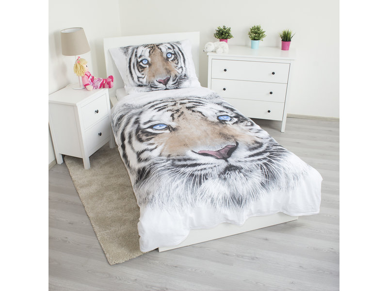 Animal Pictures White Tiger - Bettbezug - Einzel - 140 x 200 cm - Weiß