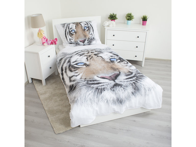 Animal Pictures White Tiger - Housse de couette - Seul - 140 x 200 cm - Blanc