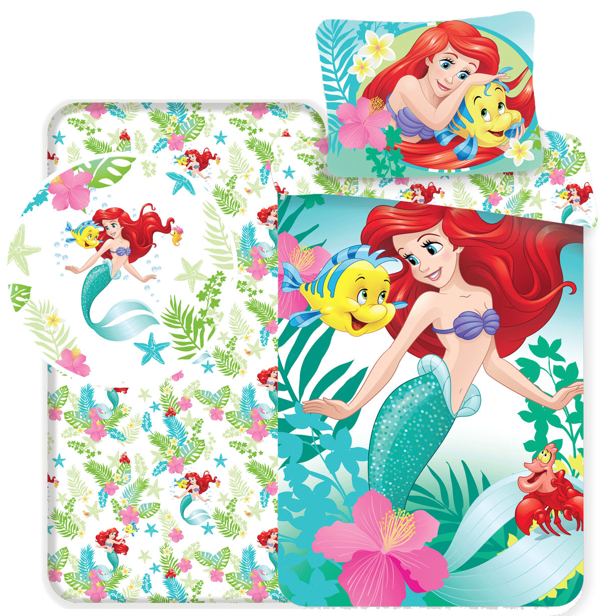 Disney Little Mermaid Duvet Cover Set Fitted Sheet Single