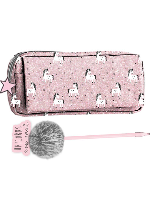 Unicorn 21 cm pouch with pen - Giftbox