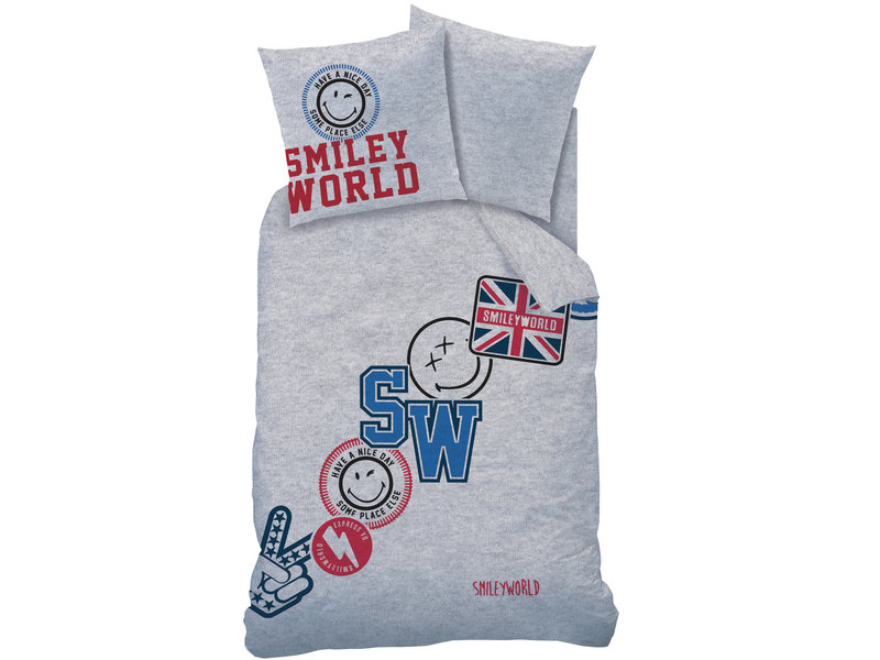 Smiley World Spirit Housse de couette - Simple - 140 x 200 cm - Gris