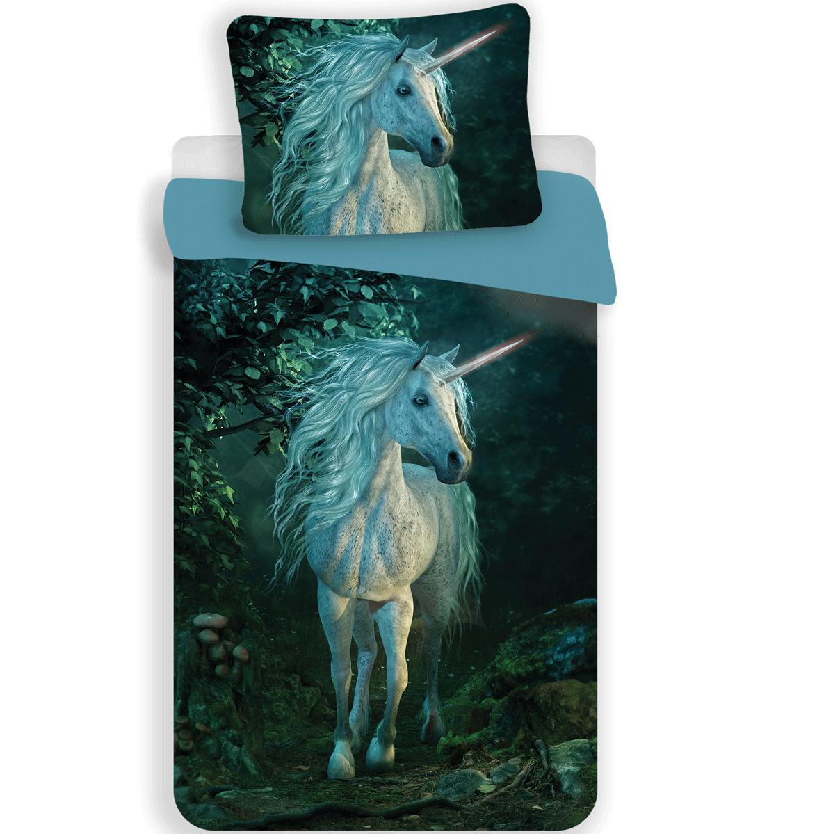 Unicorn Green Polyester Duvet Cover 140x200 70x90 Cm Simbashop Nl