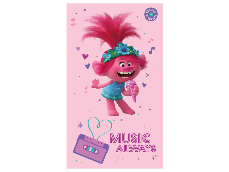 Trolls Strandlaken Music - 70 x 120 cm - Roze