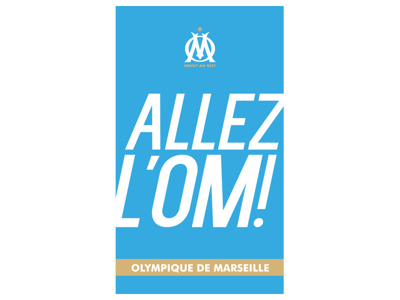 Olympique Marseille Serviette de plage Allez - 70 x 120 cm - Bleu