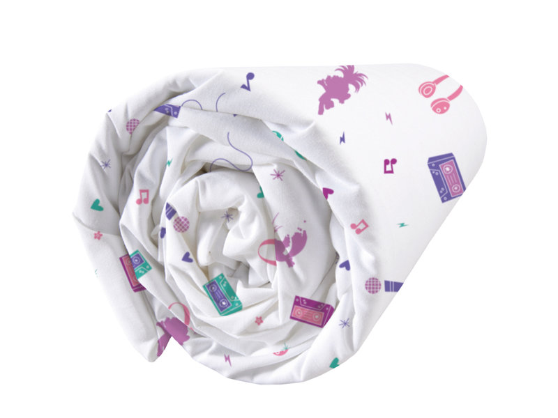 Trolls Drap housse musique - Simple - 90 x 190/200 cm - Multi