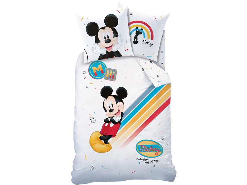 Disney Mickey Mouse Coloré - Housse de couette - Unique - 140 x 200 cm - Coton