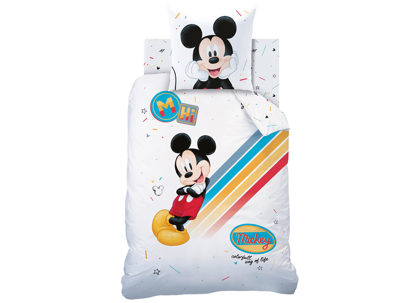 Disney Mickey Mouse Coloré - Housse de couette - Unique - 140 x 200 cm - Coton