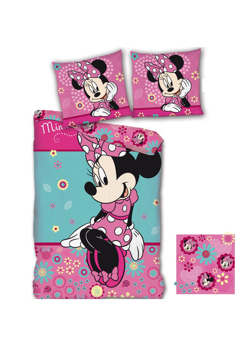 Disney Minnie Mouse Housse de couette fleurs 140x200cm + 65x65cm