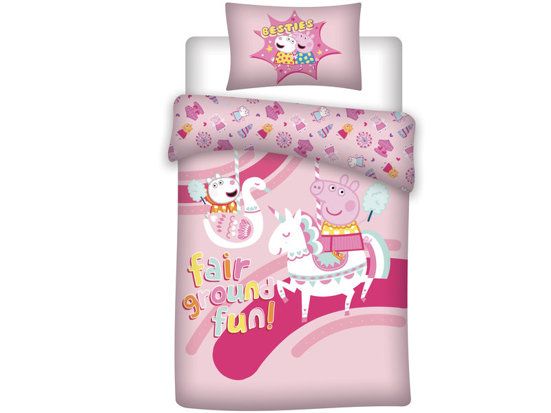 Peppa Pig Einhorn Bettbezug - Single - 140 x 200 cm - Rosa