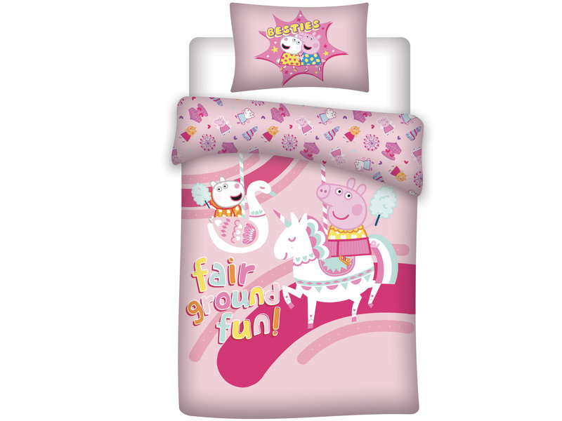 Peppa Pig Housse de couette Licorne - Unique - 140 x 200 cm - Rose