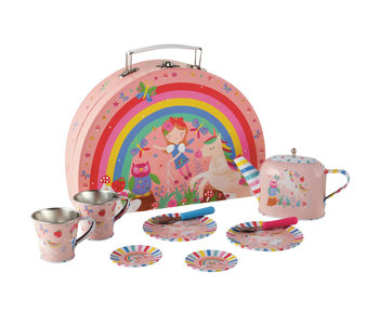 Floss & Rock Fairy Unicorn 9 pieces Tin tea set in case