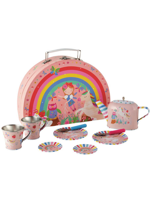 Floss & Rock Fairy Unicorn 9 pieces Tin tea set in case