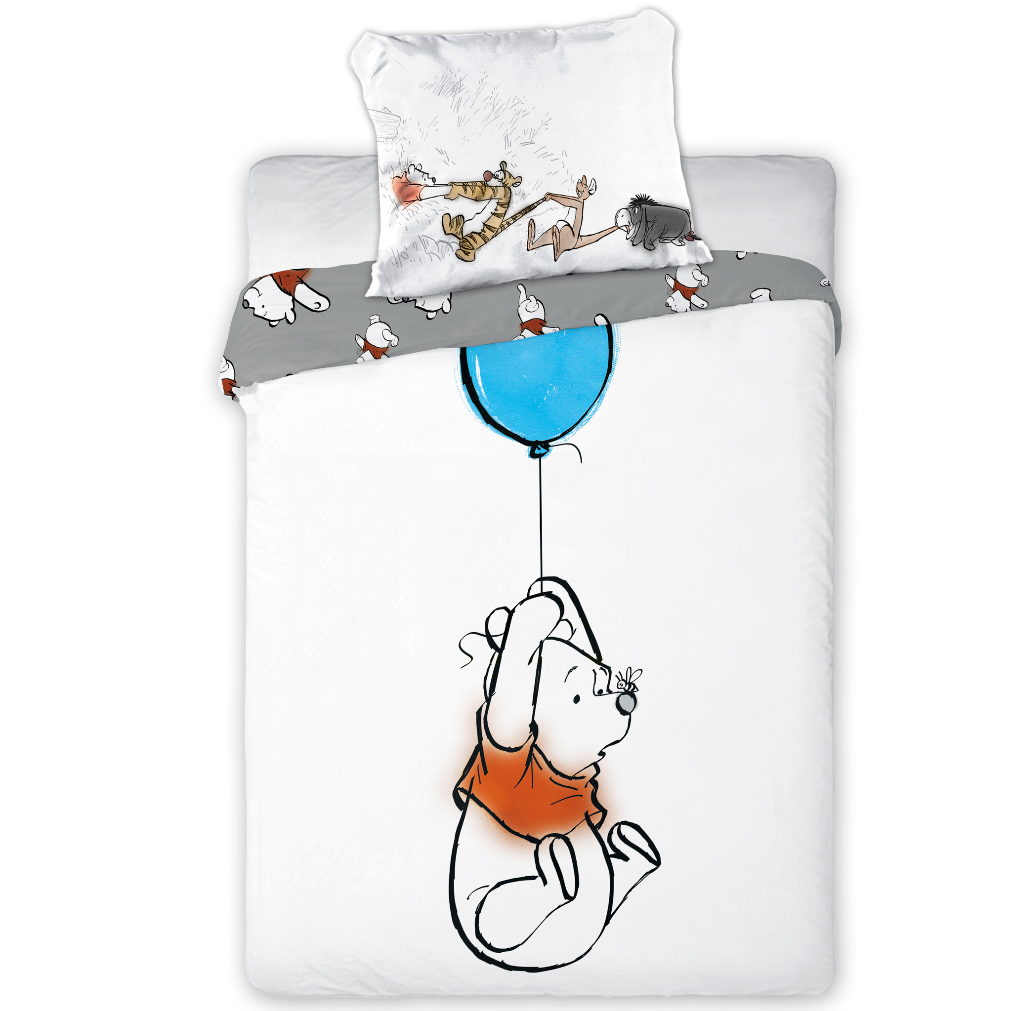 Housse De Couette Winnie L Ourson Ballon Bebe 100x135 40x60cm 100 Coton Simbashop Nl