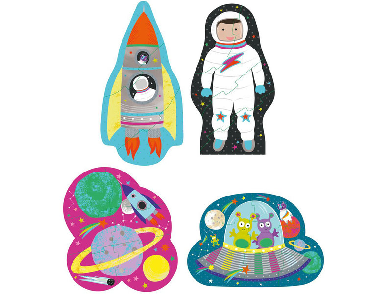 Floss & Rock Space - puzzels - 11 x 15 cm - 4 stuks