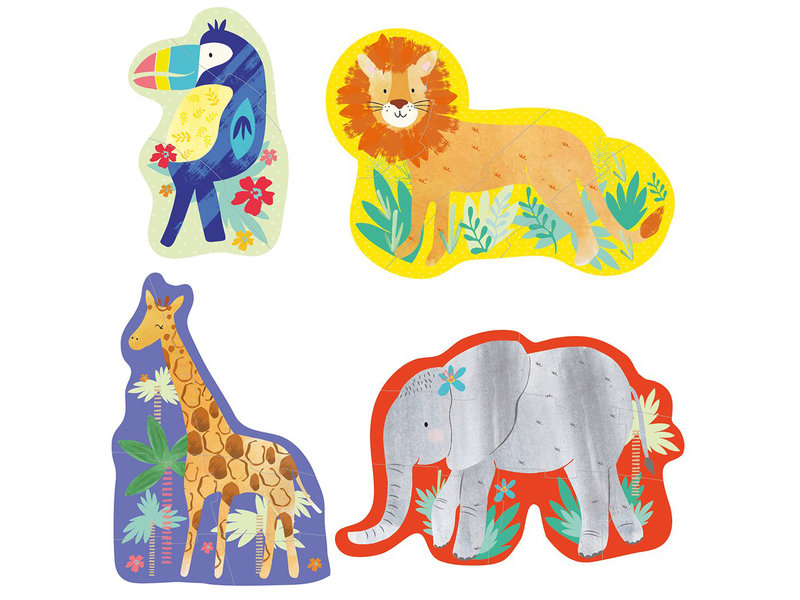 Floss & Rock Jungle - puzzels - 11 x 15 cm - 4 stuks