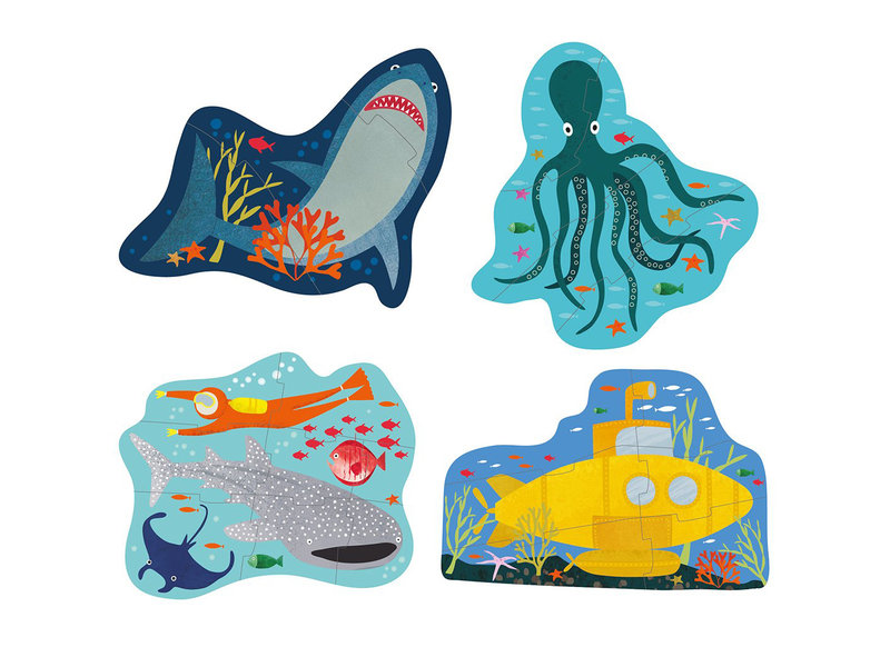 Floss & Rock Ozean - Puzzles - 11 x 15 cm - 4 Stk