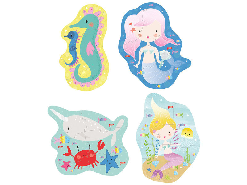 Floss & Rock Zeemeermin - puzzels - 11 x 15 cm - 4 stuks