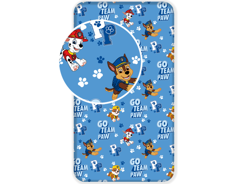 PAW Patrol Go Team Paw Fitted Sheet - Single - 90 x 200 cm - Blue