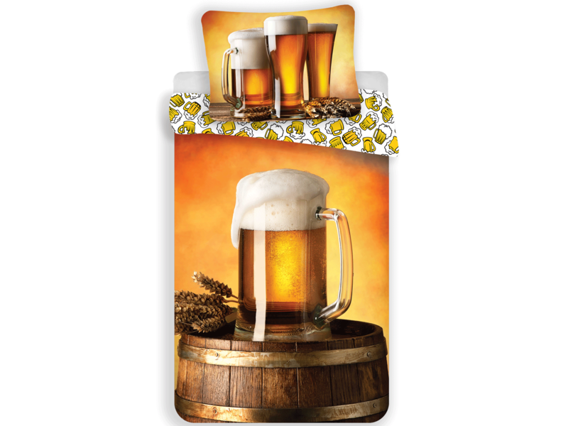 Bier Dekbedovertrek Pul - Eenpersoons - 140  x 200 / 70 x 90 cm - Katoen