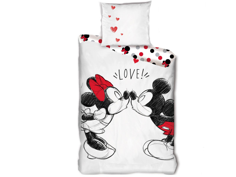 Disney Minnie Mouse Housse de couette Love - Simple - 140 x 200 cm - Blanc