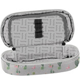 BeUniq Cactus en flamingo etui - 23 x 10 x 5 cm - Grijs