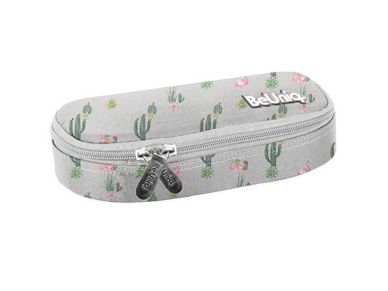 BeUniq Cactus and flamingo pouch - 23 x 10 x 5 cm - Gray