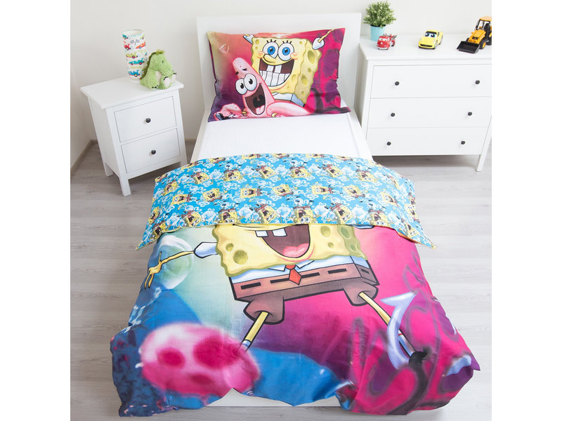 SpongeBob Dekbedovertrek Fun - Eenpersoons - 140  x 200 cm - Multi