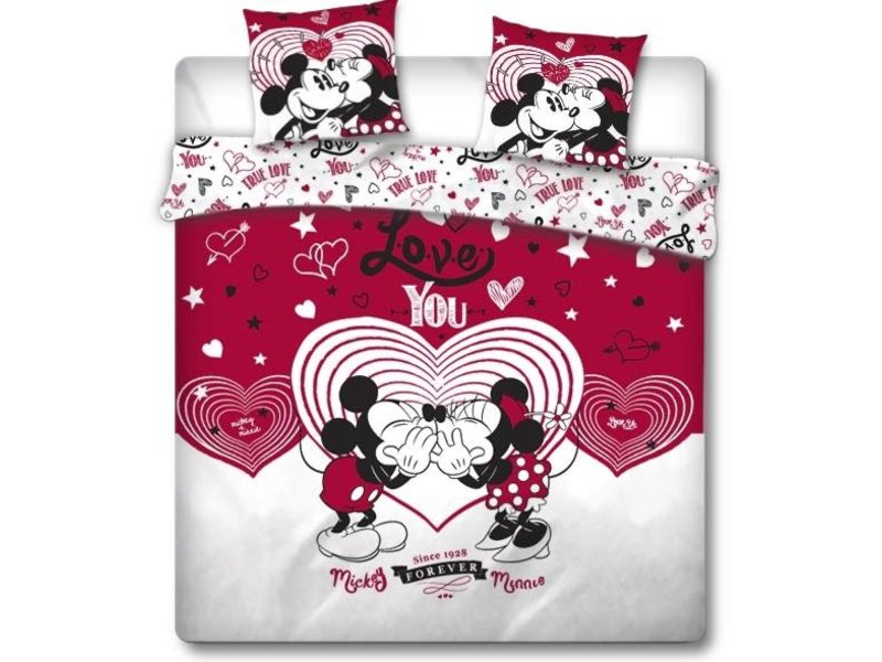 Disney Minnie Mouse Bettbezug Love You - Lits Jumeaux - 240 x 220 cm - Rot