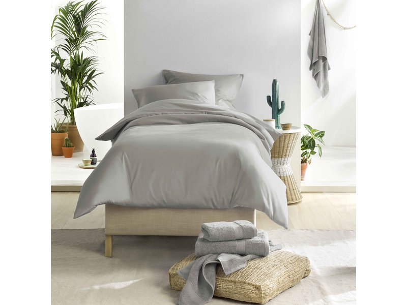 De Witte Lietaer Duvet cover Cotton Satin Olivia - Single - 140 x 200/220 cm - Gray