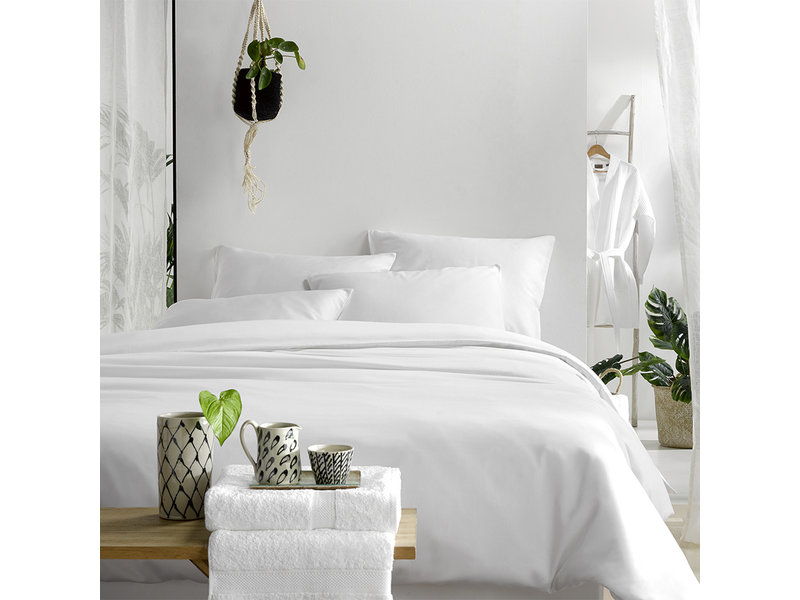 De Witte Lietaer Duvet cover Cotton Satin Olivia - Lits Jumeaux - 240 x 220 cm - White