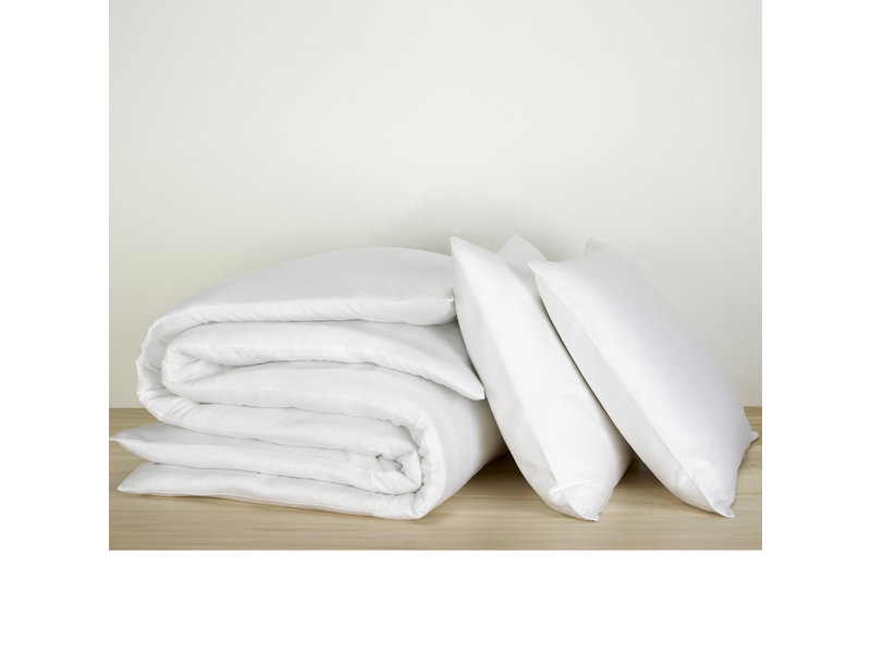 De Witte Lietaer Housse de couette Satin de Coton Olivia - Lits Jumeaux - 240 x 220 cm - Blanc