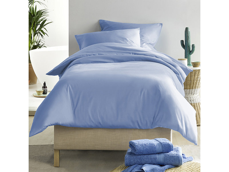 De Witte Lietaer Housse de couette Satin de Coton Olivia - Simple - 140 x 200/220 cm - Bleu