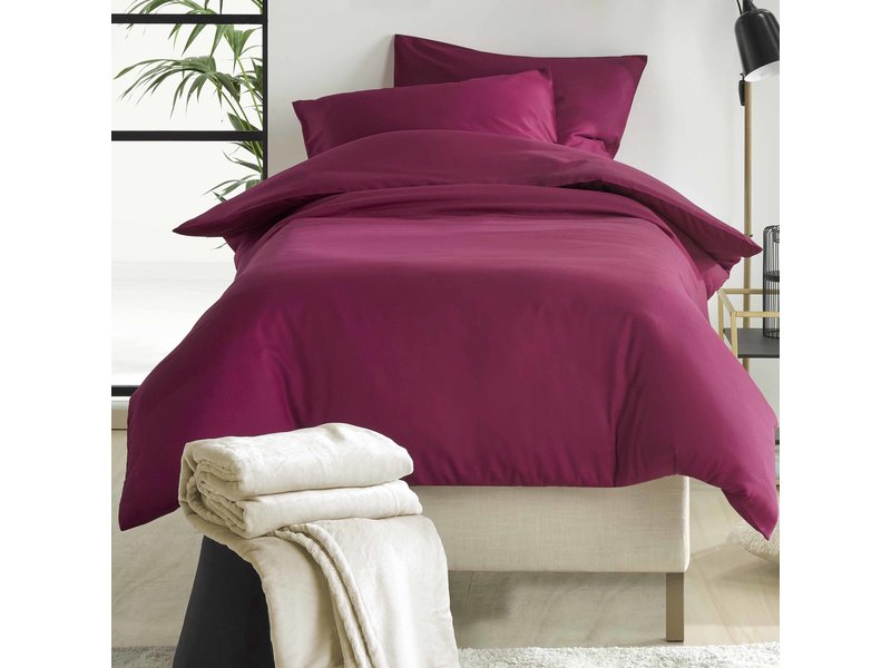 De Witte Lietaer Housse de couette Satin de Coton Olivia - Simple - 140 x 200/220 cm - Rouge