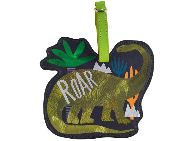 Floss & Rock Luggage Label Dinosaur - 13.5 x 12 cm - With Name Tag