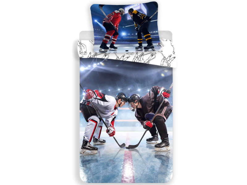 Sport Dekbedovertrek Ice Hockey - Eenpersoons - 140  x 200 cm - Multi