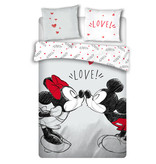 Disney Minnie Mouse Housse de couette Love - Lits Jumeaux - 240 x 220 cm - Blanc