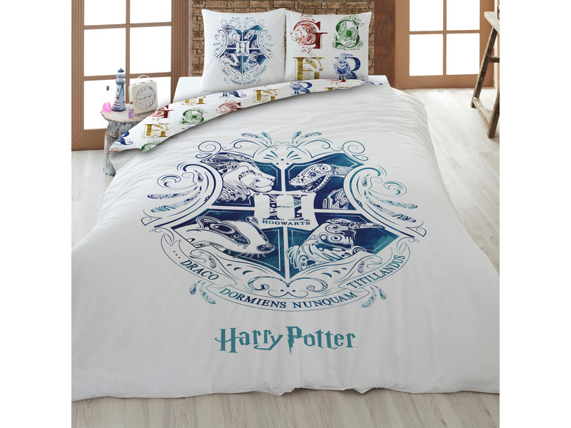 Harry Potter Dekbedovertrek Hogwarts - Lits Jumeaux - 240 x 220 cm - Wit