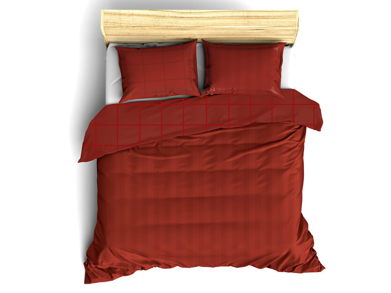 De Witte Lietaer Housse de couette Satin de Coton Zygo - Double - 200 x 220 cm - Rouge