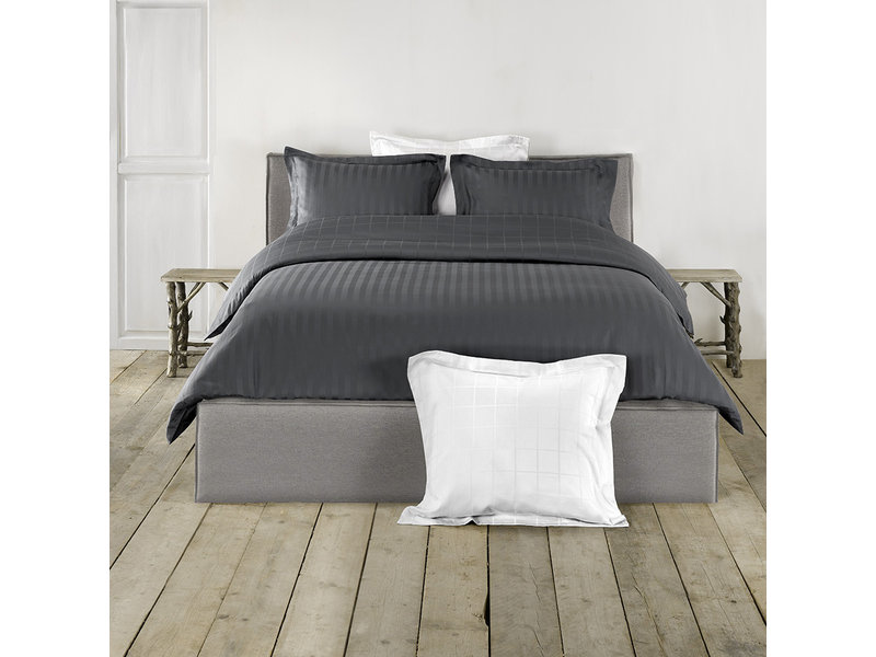 De Witte Lietaer Housse de couette Satin de Coton Zygo - Lits Jumeaux - 240 x 220 cm - Noir