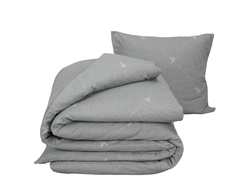 De Witte Lietaer Housse de couette en flanelle de coton Piper - Simple - 140 x 200/220 cm - Gris